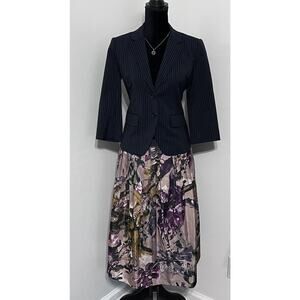 Abercrombie & Fitch Womens Medium Blue Pinstripes Wool Blend Equestrian Preppy